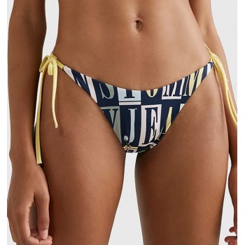 Tommy Hilfiger γυναικείο μαγιό bottom brazilian σε μπλε χρώμα με γράμματα,κανονική γραμμή,100%polyester UW0UW04565 0GL